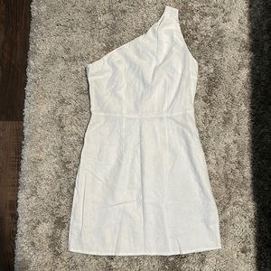 One shoulder linen white dress. Sz Small NWT